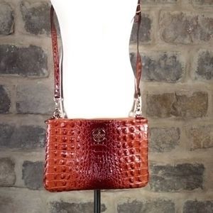 Stauer Sloane crocodile embossed brown crossbody purse